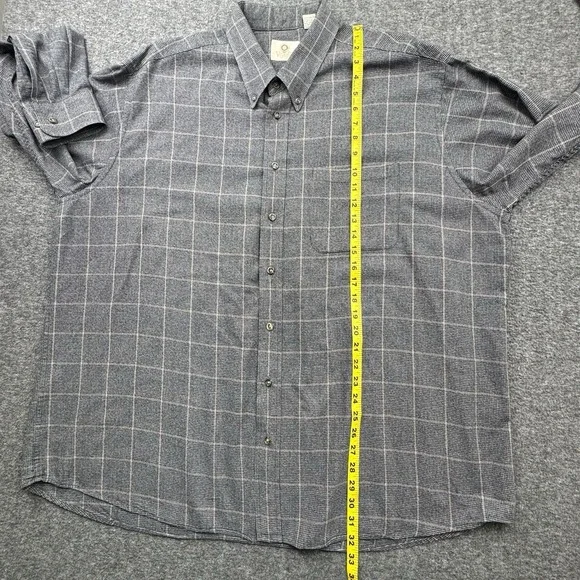 Viyella Wool Cotton Blend Flannel Sport Shirt Men 2XL XXL Plaid Check Gray Black - Picture 7 of 16